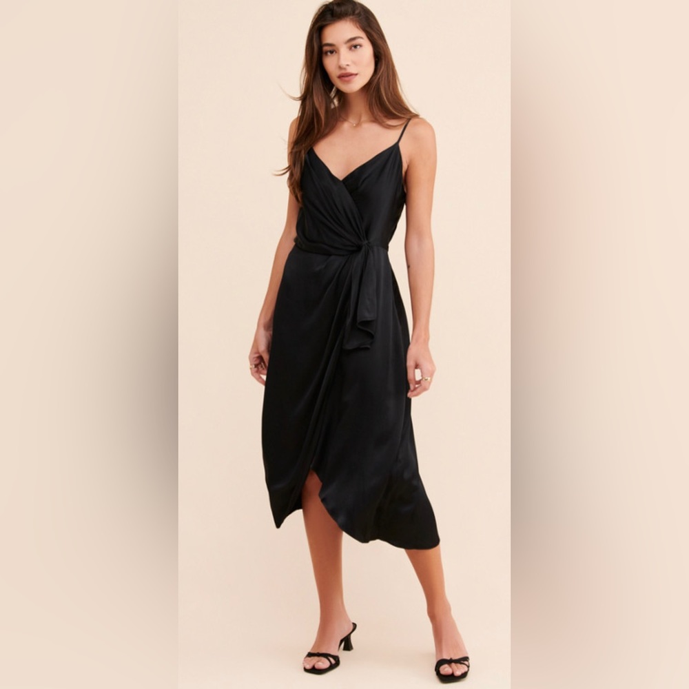 Anthropologie Black Midi slip dress